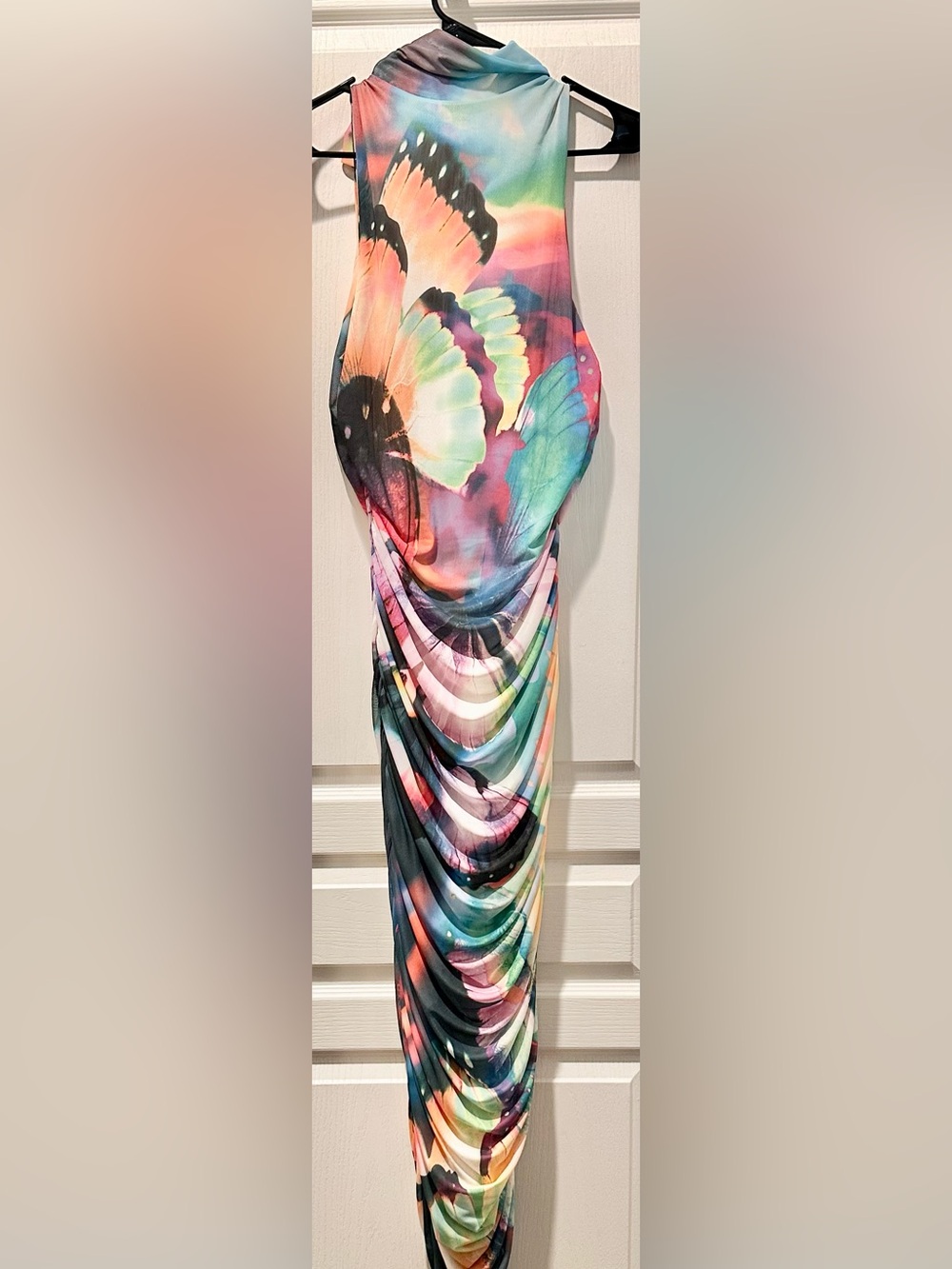 AFRM Fiorella Rosette Body-Con Dress in Abstract Butterfly Print ZB2 - Picture 6 of 11